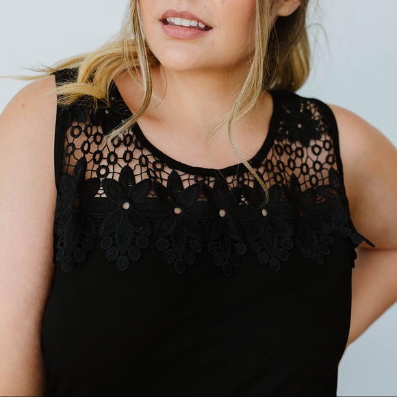 Lace & Shoulders Above the Rest Top in Black - Picture 7 of 12